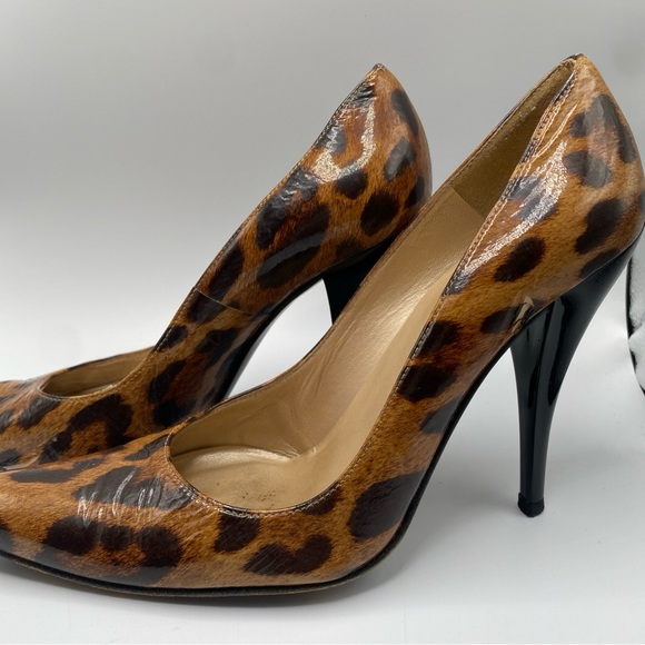 Stuart Weitzman Patent Leather Animal Print Platform Pump Stiletto Heel Size 7 M - Picture 5 of 12